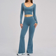women's 2-Piece Yoga Set Long Sleeve Crop Top High Waist Leggings