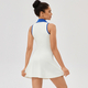 women's Summer Tennis Dress Solid Color Lapel Slim Fit Running Skirt Breathable Golf Dress Yoga Wear Workout Clothes