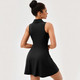 women's Summer Tennis Dress Solid Color Lapel Slim Fit Running Skirt Breathable Golf Dress Yoga Wear Workout Clothes