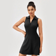 women's Summer Tennis Dress Solid Color Lapel Slim Fit Running Skirt Breathable Golf Dress Yoga Wear Workout Clothes