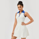 women's Summer Tennis Dress Solid Color Lapel Slim Fit Running Skirt Breathable Golf Dress Yoga Wear Workout Clothes