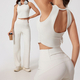 women Yoga Set High Waist Crop Top Straight Leg Pants Gym Wear