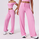 seamless Yoga Set With Crop Top And Straight-Leg Pants