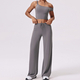 seamless Yoga Set With Crop Top And Straight-Leg Pants