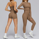 seamless Yoga Set 2-Piece High Waist Leggings Long Sleeve Crop Top