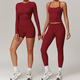 seamless Yoga Set 2-Piece High Waist Leggings Long Sleeve Crop Top