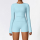 seamless Yoga Set 2-Piece High Waist Leggings Long Sleeve Crop Top