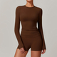 seamless Yoga Set 2-Piece High Waist Leggings Long Sleeve Crop Top