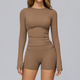 seamless Yoga Set 2-Piece High Waist Leggings Long Sleeve Crop Top