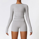 seamless Yoga Set 2-Piece High Waist Leggings Long Sleeve Crop Top