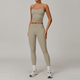 seamless Yoga Set 2-Piece High Waist Leggings Long Sleeve Crop Top