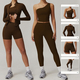 yoga Set Women Sportswear High Waist Leggings Long Sleeved Jacket Shorts