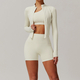 yoga Set Women Sportswear High Waist Leggings Long Sleeved Jacket Shorts