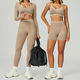 women's Seamless Yoga Long Sleeve Tracksuit Set With Sports Bra And Leggings