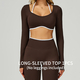 women's Seamless Yoga Long Sleeve Tracksuit Set With Sports Bra And Leggings
