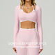 women's Seamless Yoga Long Sleeve Tracksuit Set With Sports Bra And Leggings