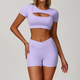 women's Yoga Shorts Set High Waist Fitness Workout Sportswear