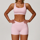 women's Yoga Shorts Set High Waist Fitness Workout Sportswear