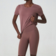 women’S 2-Piece Yoga Set - Solid Workout Short Sleeve Tee & Half Pant Suit