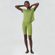 women’S 2-Piece Yoga Set - Solid Workout Short Sleeve Tee & Half Pant Suit