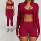 yoga Sports Set Women Quick-Dry Gym Fitness Tracksuit Long Sleeve Jacket Shorts