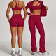 yoga Sports Set Women Quick-Dry Gym Fitness Tracksuit Long Sleeve Jacket Shorts