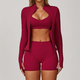 yoga Sports Set Women Quick-Dry Gym Fitness Tracksuit Long Sleeve Jacket Shorts