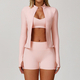yoga Sports Set Women Quick-Dry Gym Fitness Tracksuit Long Sleeve Jacket Shorts