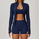yoga Sports Set Women Quick-Dry Gym Fitness Tracksuit Long Sleeve Jacket Shorts