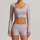 women's Long-Sleeve Yoga Flared Pants Suit Lace Threaded Casual Fitness Tank Top High-Waist Gym Shorts Workout Set