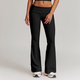 women's Long-Sleeve Yoga Flared Pants Suit Lace Threaded Casual Fitness Tank Top High-Waist Gym Shorts Workout Set