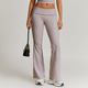 women's Long-Sleeve Yoga Flared Pants Suit Lace Threaded Casual Fitness Tank Top High-Waist Gym Shorts Workout Set