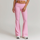 women's Long-Sleeve Yoga Flared Pants Suit Lace Threaded Casual Fitness Tank Top High-Waist Gym Shorts Workout Set