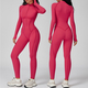 women's Seamless Yoga Jumpsuit Long Sleeve Zip Up Slim Fit Tracksuit