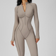 women's Seamless Yoga Jumpsuit Long Sleeve Zip Up Slim Fit Tracksuit