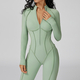 women's Seamless Yoga Jumpsuit Long Sleeve Zip Up Slim Fit Tracksuit