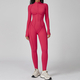 women's Seamless Yoga Jumpsuit Long Sleeve Zip Up Slim Fit Tracksuit
