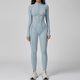 women's Seamless Yoga Jumpsuit Long Sleeve Zip Up Slim Fit Tracksuit