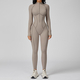 women's Seamless Yoga Jumpsuit Long Sleeve Zip Up Slim Fit Tracksuit
