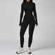 women's Seamless Yoga Jumpsuit Long Sleeve Zip Up Slim Fit Tracksuit