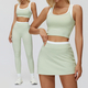 women Yoga Set 2 Piece Workout Tracksuit Bell-Bottom Tank Skirt Suit