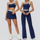 women Yoga Set 2 Piece Workout Tracksuit Bell-Bottom Tank Skirt Suit