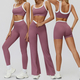women Yoga Set 2 Piece Workout Tracksuit Bell-Bottom Tank Skirt Suit