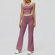 women Yoga Set 2 Piece Workout Tracksuit Bell-Bottom Tank Skirt Suit
