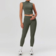 seamless Yoga Gym Set 2 Piece Women Sports Culottes Tennis Skirt Leggings Tank Shorts Suit