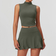 seamless Yoga Gym Set 2 Piece Women Sports Culottes Tennis Skirt Leggings Tank Shorts Suit
