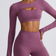 seamless Long Sleeve Yoga Set With High Waist Leggings