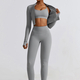 seamless Long Sleeve Yoga Set With High Waist Leggings