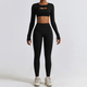 seamless Long Sleeve Yoga Set With High Waist Leggings