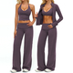 women’S Yoga Set With Wide Leg Pants And Long Sleeve Crop Top